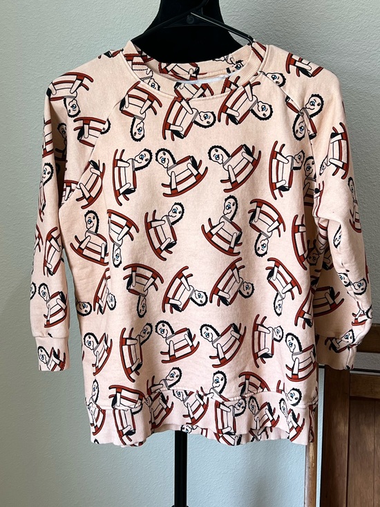 HUGO Tops - HUGO Loves TIKI Pink Crewneck Long Sleeve Top with Rocking Horse Print